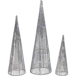 Northlight Seasonal Set of 3 Lighted Glitter Cone Tree Christmas Lamp