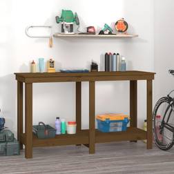 vidaXL Banco Da Lavoro Ambra 140x50x80 cm In Legno Massello Di Pino Portascarpe