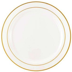 Smarty 7.5 White with Gold Edge Rim Plastic Salad Plates 120ct