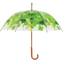Esschert Design Ombrello Trasparente Antivento Con Dettagli Verdi Ambiance Birdcage Leaf - 92,5 cm