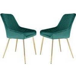 Home Garden Direct Hamilton Velvet Titanium Golden Plated, Set 2 Kitchen Chair 2pcs