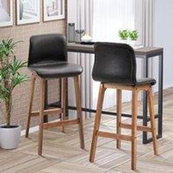 Homcom Modern Wood Bar Stool 2pcs