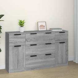 vidaXL Set di Credenze 3 pz Grigio Sonoma Legno Multistrato Madia