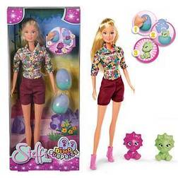 Simba 105733606 Steffi LOVE Dinosaurie Överraskning Steffi LOVE med Två Dinosaurieägg, 29 cm, Från 3 år