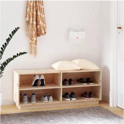 vidaXL Massivt Fyrretræ Skoreol 110 x 34 x 45 cm Skostativ