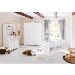 Pinolino Komplett-Babyzimmer, Florentina Babybett, Wickelkommode, Kinderkleiderschrank