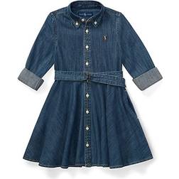 Polo Ralph Lauren Girl's Belted Fit-and-Flare Denim Shirtdress, 2-6X INDIGO