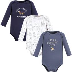 Hudson Baby Unisex Baby Cotton Long-Sleeve Bodysuits, Boy Dogs 3-Pack, Preemie