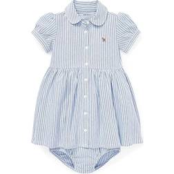 Polo Ralph Lauren Infant Striped Knit Oxford Dress - Harbor Island Blue/White