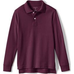 Lands' End School Uniform Kids Long Sleeve Mesh Polo Shirt Burgundy