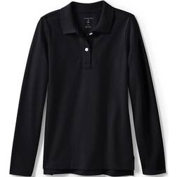 Lands' End Uniform Feminine Fit Long Sleeve Mesh Polo Black Kids