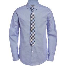 Van Heusen boys Long Sleeve Collared Button-down and Tie Set Dress Shirt, Mazarine Blue