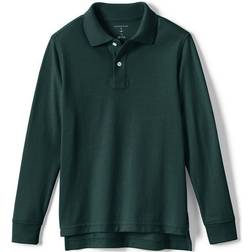 Lands' End School Uniform Kids Long Sleeve Mesh Polo Shirt Evergreen