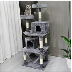 FoxHunter cat tree multi-level plush hammock condo scratch post kitten