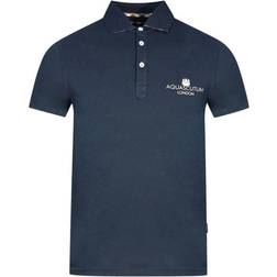 Aquascutum London Bold Logo Polo Shirt - Navy Blue