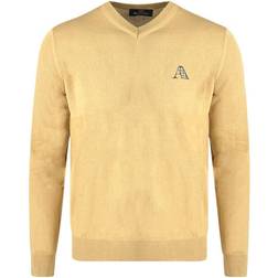 Aquascutum Check Logo V-Neck Jumper - Beige