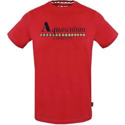 Aquascutum Check Strip Logo T-shirt - Red