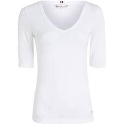 Tommy Hilfiger V-Neck Half Sleeve Slim Fit T-shirt - Th Optic White