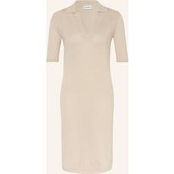 Calvin Klein Kjole Lyocell Blend Polo Dress - Beige