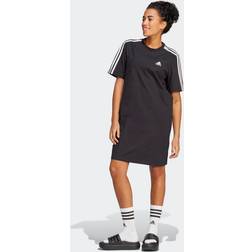 Adidas Essentials 3-Stripes Single Jersey Boyfriend Tee Dress Black Female