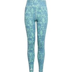 Adidas Animal-Print Optime 7/8 High-Rise Pocket Legging - Easy Green/Blue Fusion/White