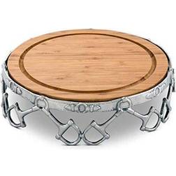 Arthur Court Designs Aluminum Alloy D-Ring Bit Pattern Pedestal Stand Removable Acacia Cheese Board