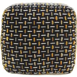 LR Home Black/Gold Modern Interwoven Pouffe