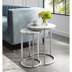 Inspired Home Grace End or Marble-Metal Coffee Table