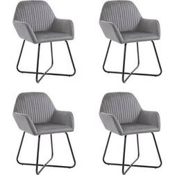 vidaXL Dining Chairs 4 Pcs Accent Upholstered Chair with Metal Legs Gray Velvet Chaise de Cuisine