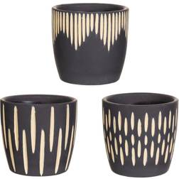 Sass & Belle Black Sgrafitto Mini Planters Set 3