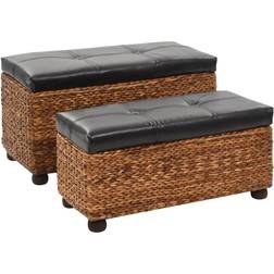 vidaXL Ensemble De Banc 2 pcs Jacinthe D'Eau Marron Brown