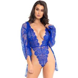 Leg Avenue 3 Pezzi Teddy In Pizzo Floreale Colore Blu Reale