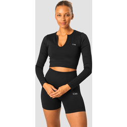 ICANIWILL Ribbed Define Seamless Cropped Long Sleeve, Black