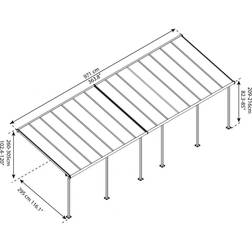 Palram Grigio, Bronzo Pergola Addossata In Alluminio 3X9.7 m Grigio