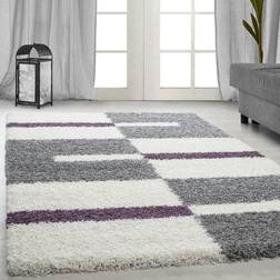 Leamon Shag White/Grey Rug Grau, Violett, Weiß