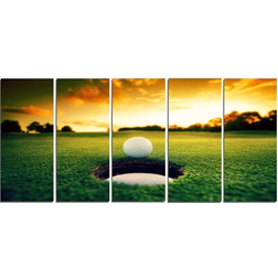 Design Art Golf Ball Near Hole - Landscape Canvas Print Framed Art