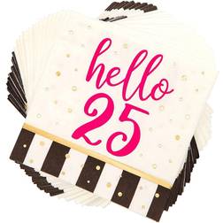 Blue Panda Hello 25 Party Paper Napkins 5 x 5 5 In 50 Pack