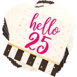 Hello 25 Party Paper Napkins 5 x 5 In, 50 Pack