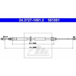 ATE Käsijarruvaijeri 24.3727-1081.2 1940 RENAULT MEGANE 3