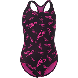 Speedo Boom Logo Medalist Swimsuit - Black/Electric Pink (812858)