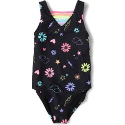 The Children's Place Girls' One Piece Swimsuit, Doodles