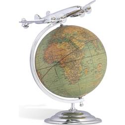 Authentic Models On Top Of The World Globe And Plane Silver