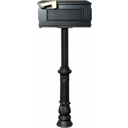 QualArc HPST1-700-LM The Hanford Single Black Mailbox Post System with Mounting Plate