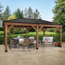 Backyard Discovery Barrington 20 Cedar Wooden Carport Pavilion Gazebo