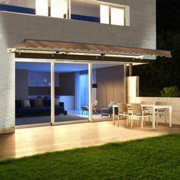 Aleko Motorized LED 13 ft Half Cassette Retractable Awning Sand