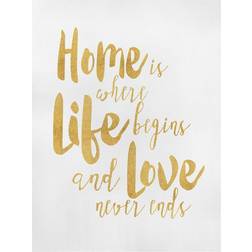 Impression sur toile Home Is Where Life Begins Gold