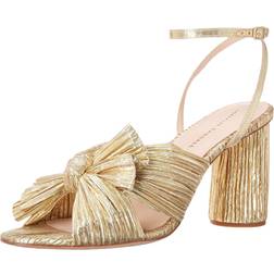 Loeffler Randall Camellia Bow Heel With Ankle Strap - Metallic Gold