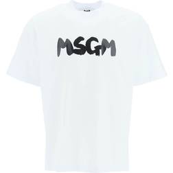 MSGM Oversized T-shirt With Logo Print - White