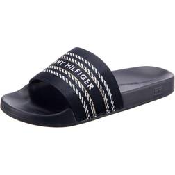 Tommy Hilfiger Tonal Webbing Strap Pool Slides SPACE BLUE