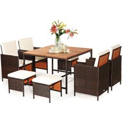 Costway 9-Pieces Rattan Patio Dining Set